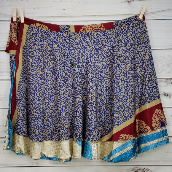 Darn Good Yarn Sari Silk Wrap Skirt Tea XL/Plus - Picture 5 of 16